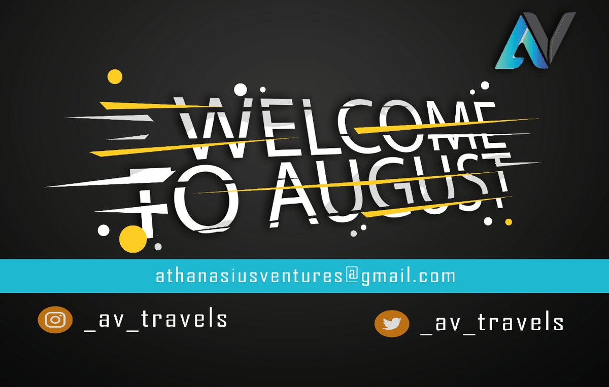 avexpressp_ltd's tweet photo. We at Athanasius Ventures wish to welcome you to August!
This month will be the best one yet for us all.
HAPPY NEW MONTH! 🎉 🎉 🎉 🎉

#AthanasiusVentures #HappyNewMonth #August https://t.co/I9IOij2a9E