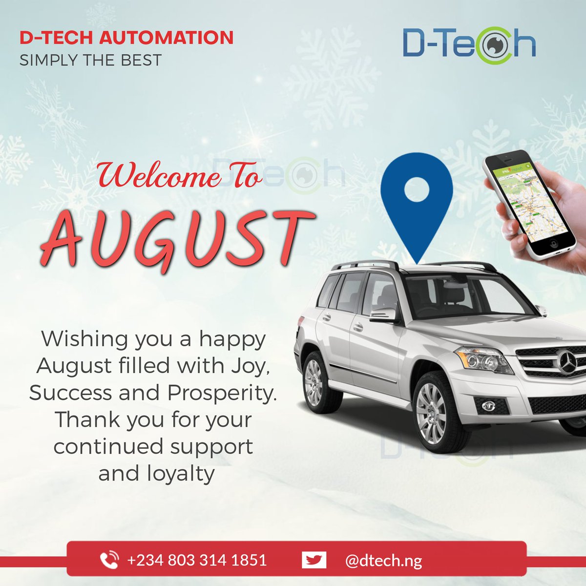 Wishing you a happy 
August filled with Joy, 
Success and Prosperity. 
Thank you for your 
continued support 
and loyalty

Call #dtech for your #cartracking #solarinstallations #CCTV
.
.
.
.
.
.
.
.
.
Wizkid | Kanayo | Nigerian Army | Lai Mohammed | #GeneralElectionNow | #BbNaija