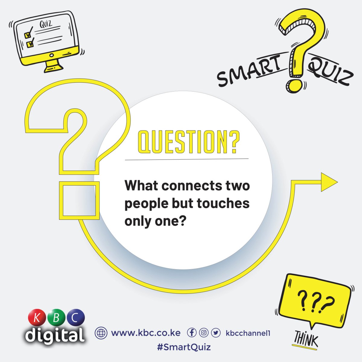 KBCChannel1's tweet image. What connects two people but touches only one?
#SmartQuiz ^RO