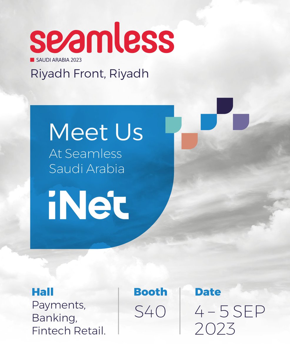 iNet_KSA's tweet photo. Join us on 4-5 Sep as the most anticipated global #tech #event launches in #Riyadh, #Seamlessksa.
Your #Digital transformation and #digital_payments start with iNet #Services.

Register: https://t.co/GAdTer1vfx
Stand: S40

 #technology  #KSA #SaudiArabia https://t.co/vJ9qtbkN7H