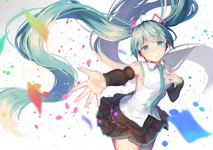 初音ミク16周年記念イラストコンテストにてこちらの2作品が「初音ミク16周年賞」を受賞いたしました～!記念画集にも掲載されるそうなのでよろしくお願いします!
