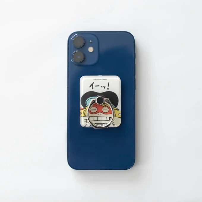かわいいイタズラ顔のスマホリングとスマホケースはこんな感じです。 