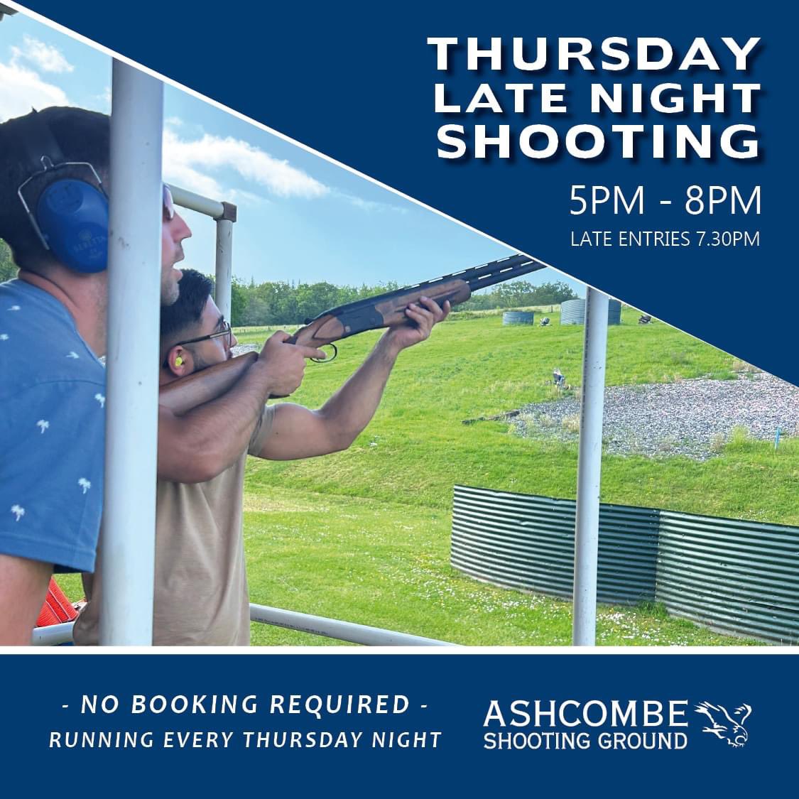 AshcombeSG's tweet photo. Thursday Night Shoot!

Thursday nights are all about an enjoyable evening out with family and friends, so come and enjoy your Thursday night at Ashcombe. 

Food &amp; Drinks available

Join us from 5pm, last entries at 7:30pm

No booking required, just turn up and shoot. https://t.co/Bj4AoViCsC
