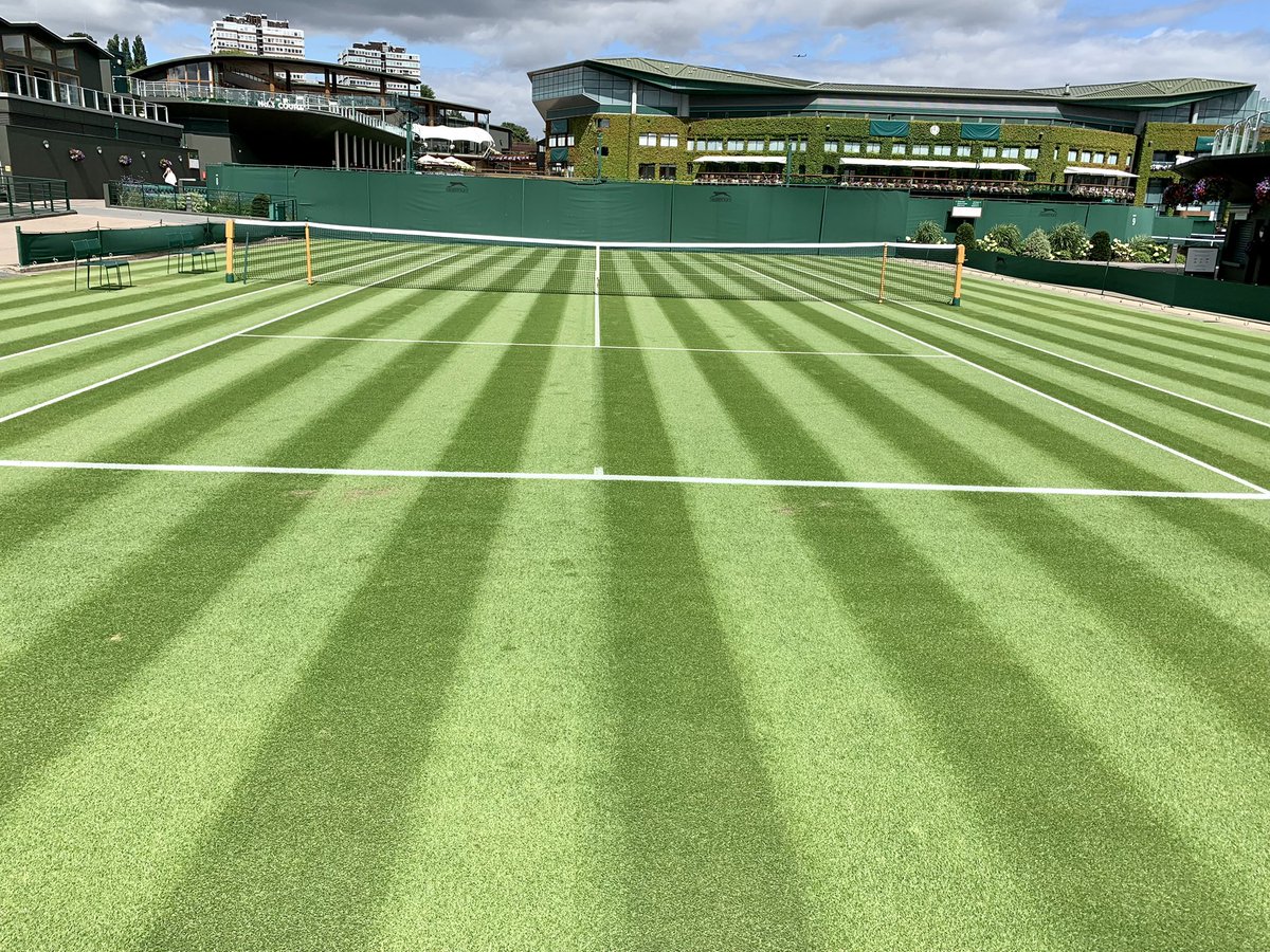 Court 12, fifth most heavily used court during The Championships. Correct irrigation and nutrition has brought it back within two weeks of the tournament finishing. Well done team #GrassCourts