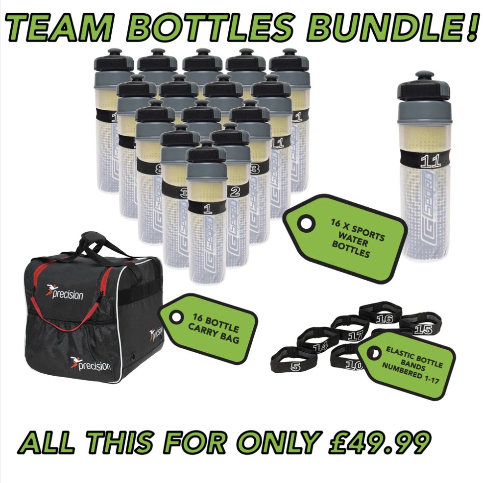 Get ready for the new season with our football team drinks bottles bundles! 💚

Choose from 12 or 16 drinks bottles, team number bands, and bottle carriers.

Find out more and order yours ⤵️
childrensfootball.com/products/12-fo…

#KeepHydrated #Football #FootballTraining #FootballEquipment