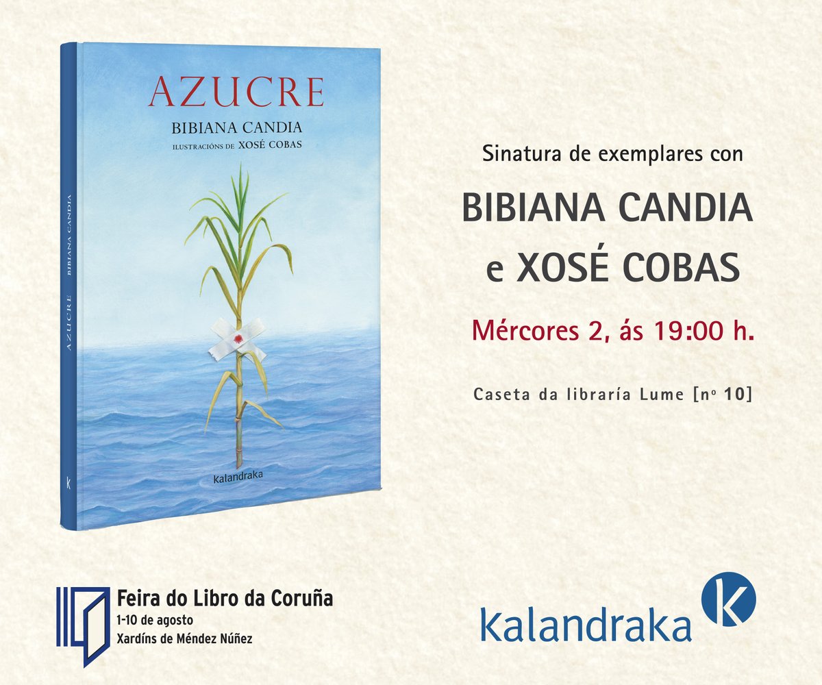 KalandrakaEdit's tweet photo. Mañá ás 19h #BibianaCandia e #XoseCobas asinan #Azucre na caseta de @LibreriaLume
Volverá #DavidPintor (venres) a presentar #TartarugaVsLebre
Sumaranse #OscarVillan (sábado) #KikoDaSilva (domingo) e #FernandoPerezHernando (martes) contaranos #Chuvisca
🗓️https://t.co/WLf8a87uAk https://t.co/rmbFoOVldi