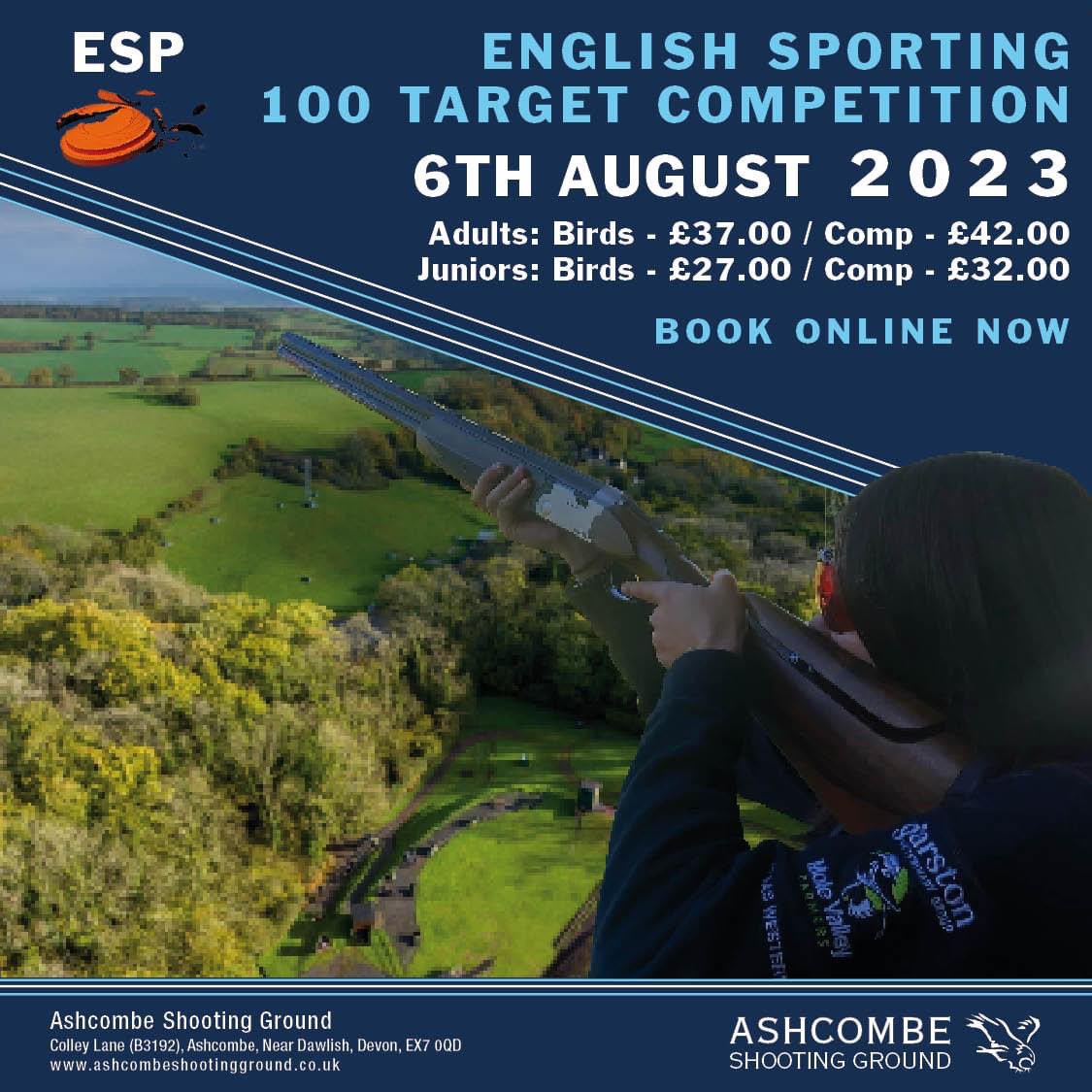 AshcombeSG's tweet photo. 100 Bird Registered Sporting Shoot!
Sunday 6th August 2023

- Adults - Birds: £37.00 / Comp: £42.00
- Juniors - Birds: 27.00 / Comp: £32.00

Shot in Squads, Pre booking required.
Pool Shoot from 9:30am / Pay &amp; Play Practice Course also available

Book:
https://t.co/VmxWFYPSo3 https://t.co/KRRrcO7o5G
