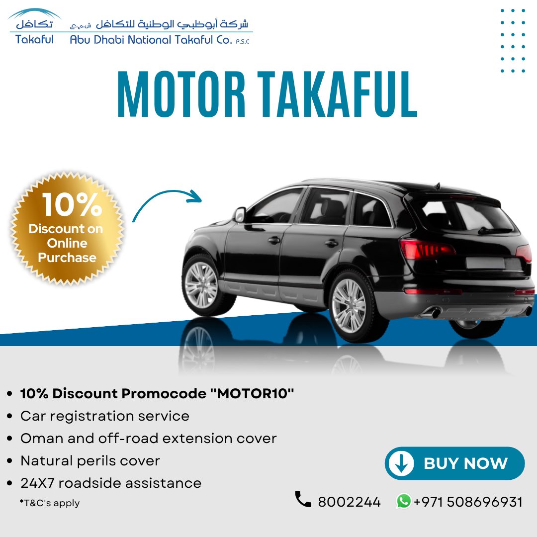 adntc_takaful's tweet photo. 📢 Buy Motor Takaful and Get 10% Discount on Online Purchase!🚗🛡️ Secure your car now and enjoy the savings 🚀
WhatsApp: https://t.co/FKeBEWSPEE

#uae #takaful #insurance #motorinsurance #carinsurance #uaeinsurance #uaecarinsurance #bestcarinsurance #dubai #dxb #abudhabi https://t.co/QV2lChWWvP