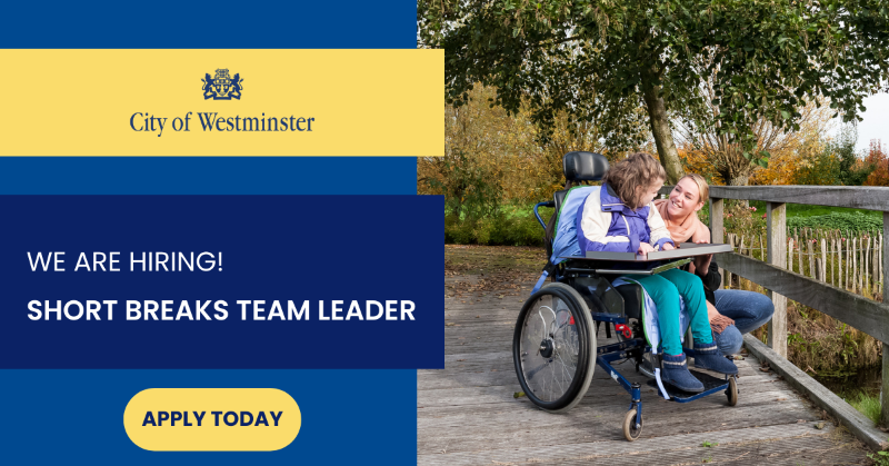 PromotingPeop1e's tweet photo. Join @CityWestminster as a Short Breaks Team Leader. You will lead and manage a team of Play Workers who deliver a programme of activities for children and young people with disabilities and complex health needs.