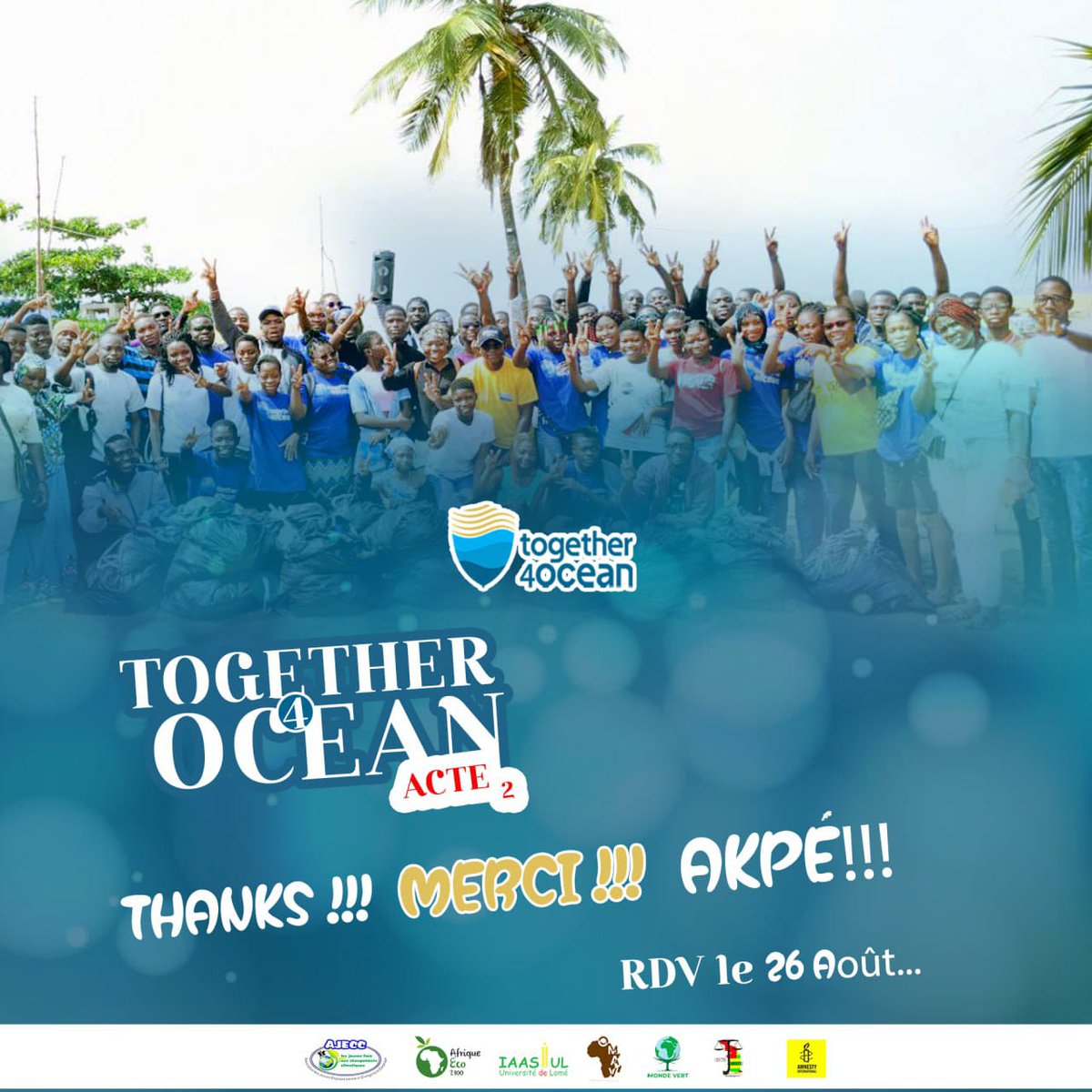 AJECC4's tweet photo. #tgtwittos Sincère merci à tous ceux qui se sont donné pour la réussite de cette deuxième activité de l'édition 2 de #Together4ocean.

Rendez-vous le 26 août pour l'acte 3🥳
#BeatPlasticPollution https://t.co/eC4R6iWFut