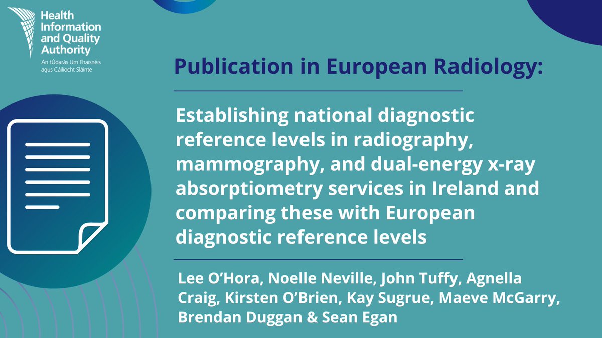 HIQA's tweet photo. Our Ionising Radiation Team’s review comparing diagnostic reference levels #DRLs in Ireland for #xray #mammo #breasttomo #dxa with European levels has been published in @EurRadiology
You can read it here: https://t.co/KoZ80fLdnE https://t.co/7vCMafrkvt