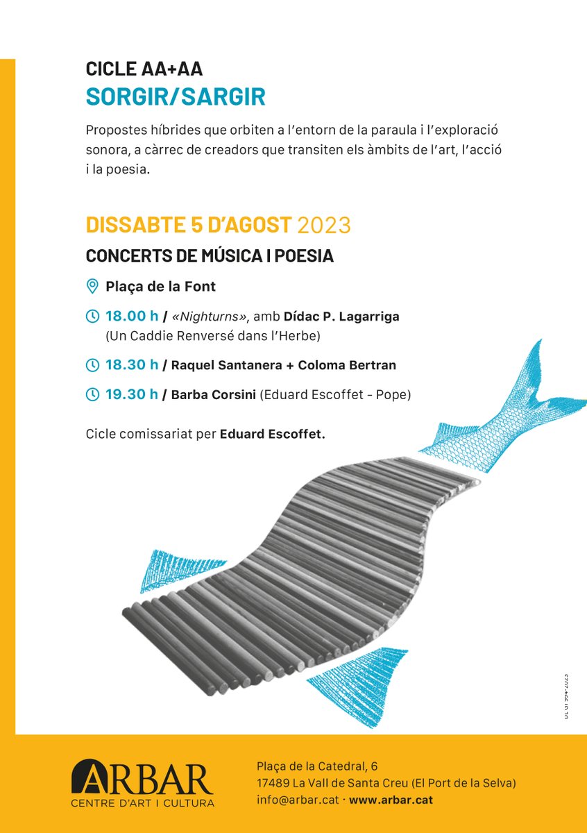 escoffet's tweet photo. aquest dissabte, 5 d'agost, sessió de paraula, música i acció a la plaça de la font de la vall de santa creu (port de la selva), arrecerats de la calor per una bona ombra i una vella font... un caddie renversé dans l'herbe, raquel santanera + coloma bertran i barba corsini. https://t.co/ghk9kt49Ez
