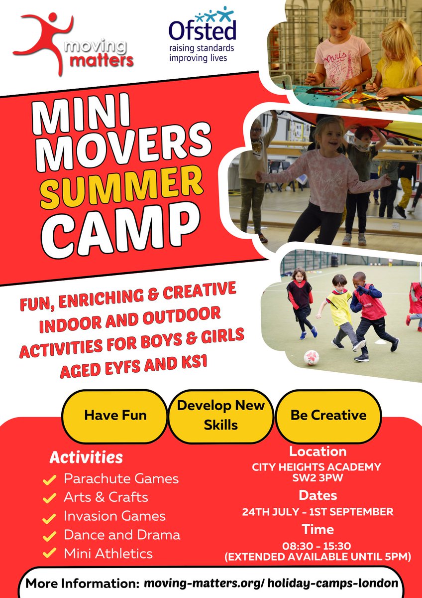 Moving_Matters's tweet photo. Friends and Family Discount 🚨

Our Holiday Camps are even better when enjoyed with friends and family 

For the remainder of the Summer Holiday, you can take advantage of this offer, saving 10% on all bookings using code: "FAM10"

https://t.co/QUEGZ3MquC https://t.co/4qJJIctMPj
