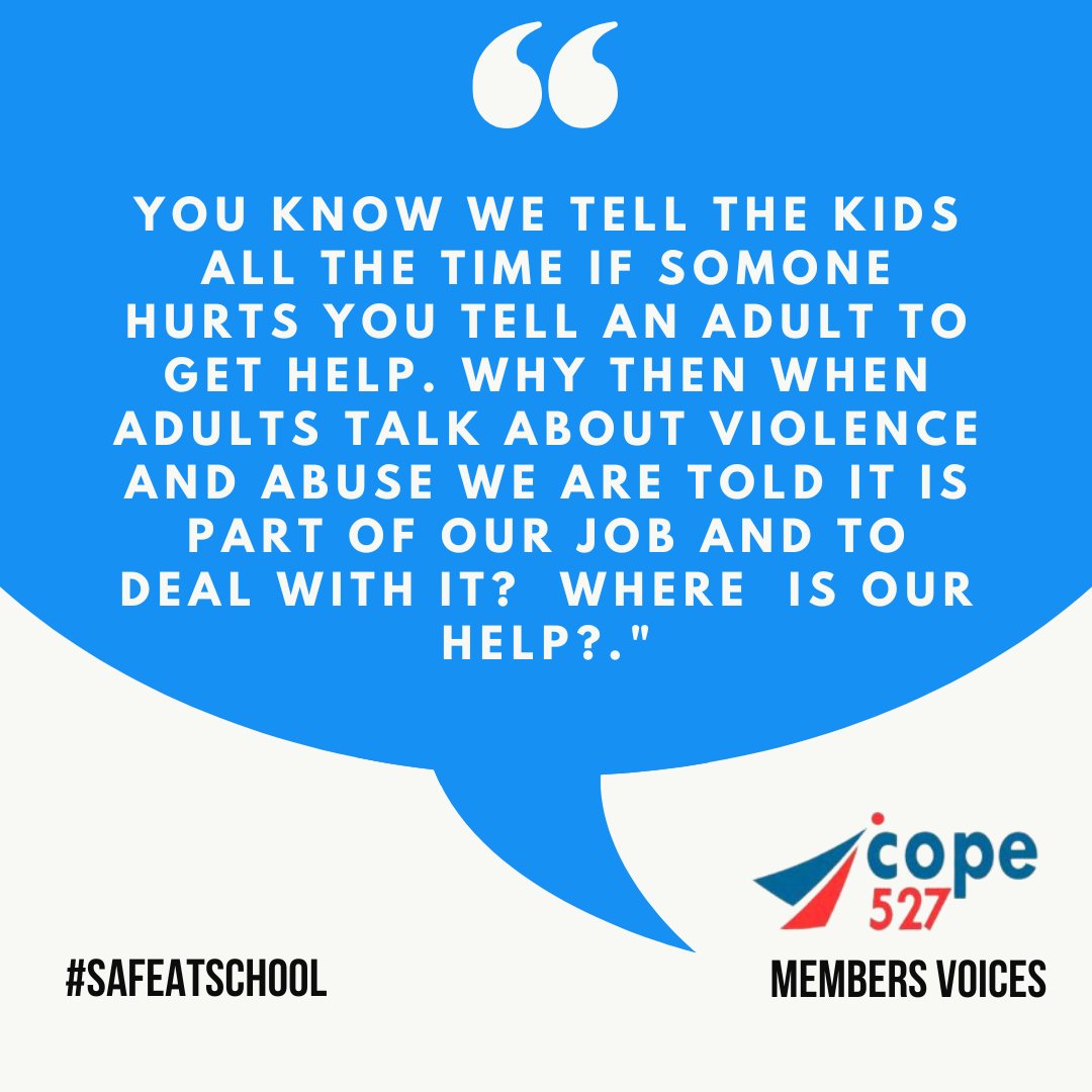 Being #SafeAtSchool is a right for #hwdsb staff &amp; students. #onted is experiencing some very turbulent times - staff shortages are dangerous. No one should be told to accept violence as part of there job. Check out bit.ly/SoundTheAlarmW…  to see how YOU can help. #MentalHealth