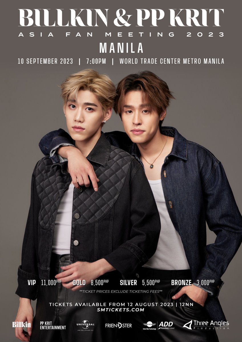 Threeanglespro's tweet photo. Get ready for an unforgettable night with Billkin &amp; PP Krit as we bring the sun ☀️ and moon🌙 to you, this September 10 at the World Trade Center Metro Manila!

📅 10 Sept 2023
📍 World Trade Center Metro Manila
🎟 Ticket Open: 12 Aug 2023 | 12nn via https://t.co/L27O6x1jtA https://t.co/hzRCDbj43e