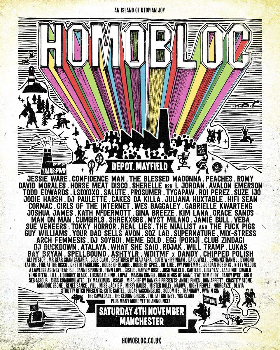 The hugest honour to be playing #Homobloc. I cannot wait to be there and dance with you all. Little club PA set for your perusal? Sure! Let’s go! X