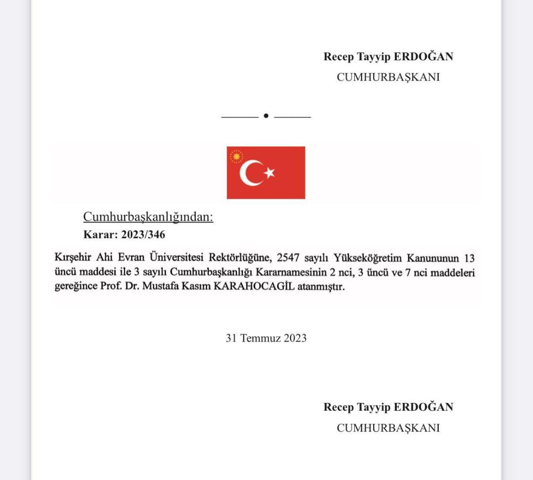 mkarahoca's tweet photo. Cumhurbaşkanımız Sayın @RTErdogan'ın takdir ve tensipleri ile Kırşehir Ahi Evran Üniversitesi’ne Rektör olarak atanmış bulunmaktayım.
Şahsımı bu göreve layık gören başta Sayın Cumhurbaşkanımız olmak üzere YÖK Başkanımız Sayın @erolozvar’a ve YÖK Üyelerimize şükranlarımı sunuyorum https://t.co/U71tDRU4dF