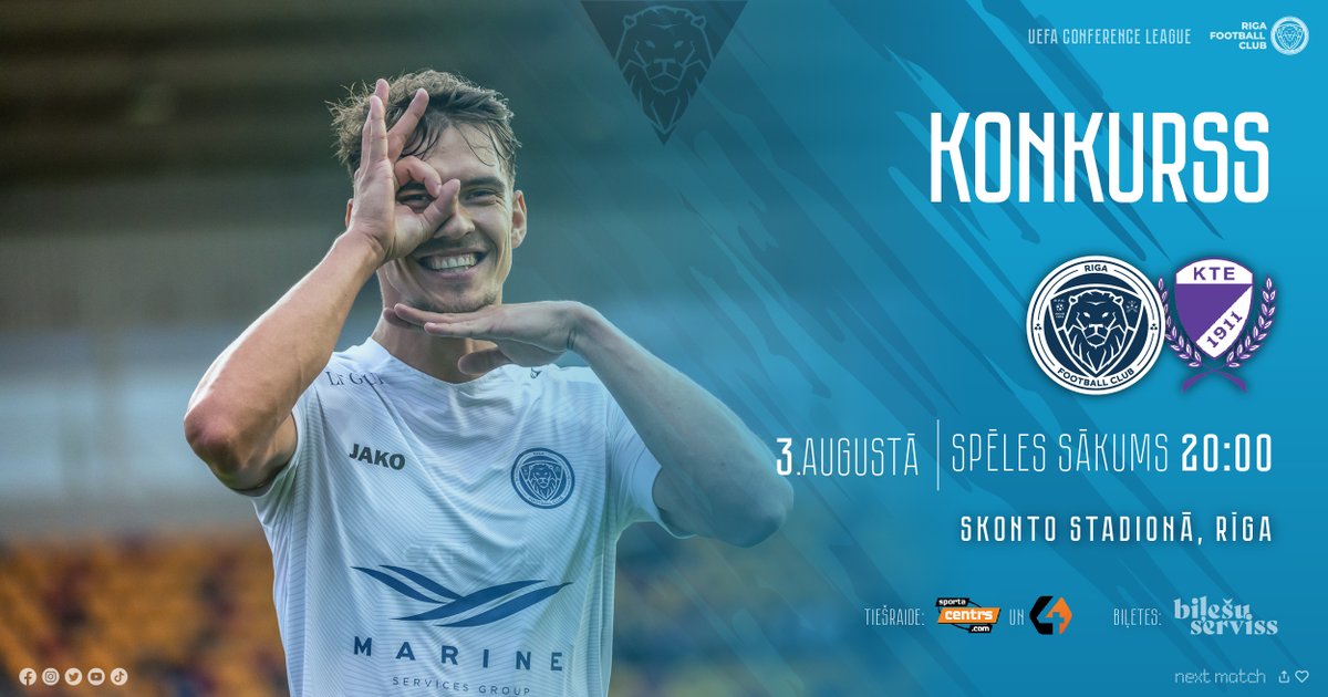 Sportacentrs's tweet photo. Iegūsti 4 biļetes uz 3. augustā Skonto stadionā plānoto Konferences līgas spēli: @RigaFC_Official - @KecskemetiTE 

Esi @RigaFC_Official un @Sportacentrs lapu sekotājs un dalies (RT) ar šo ierakstu! Ja biļetes neiegūsi konkursā, tās varēsi iegādāties šeit: https://t.co/oa7kteklH4 https://t.co/ZZSjtJhJ1g