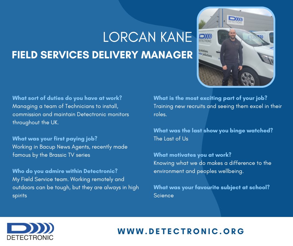 detectronicltd's tweet photo. If anyone could use the phrase "never a dull day" to describe their working week, our field services delivery manager, Lorcan Kane certainly deserves to! Take a look at his employee spotlight below...We're loving the dedication to his team 😍 https://t.co/KJl18szh7S