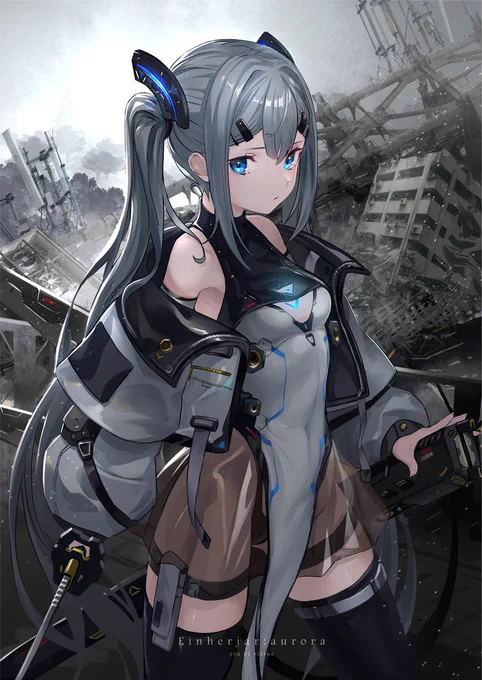 #この子ひとりで自分を認識してもらえそうなうちの子見せて欲しい 銀髪SFツインテ