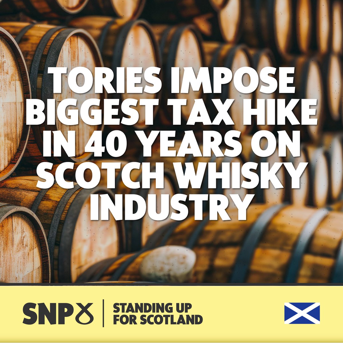 theSNP's tweet photo. π· The Tories have just slapped a 75% tax on to each bottle of whisky - the biggest tax hike in 40 years.
π₯ In 2022, Scotch Whisky accounted for 25% of all UK food and drink exports.
π΄σ §σ ’σ ³σ £σ ΄σ Ώ Scottish produce is taking the strain for Tory economic pain. https://t.co/eJh78k9rOm