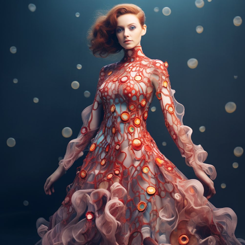 ValentinKaraba1's tweet photo. Using my #digitalfashion works as a prompts to create new mind blowing fashion in #midjourney
#aifashion https://t.co/YHV7eY2Zy0