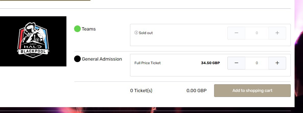 The <a href="/EuropaHalo/">Europa Halo 🇪🇺</a> LAN just sold out all 20 of its available 4v4 passes in an hour.

Please can you help support EU Grassroots Halo so we can make this event the biggest and greatest LAN in EU Halo history.

<a href="/Tashi343i/">Tashi</a> <a href="/RichieHeinz/">Richie Heinz</a> <a href="/HCS/">Halo Esports</a> 

Love the EU Halo Community. ❤️