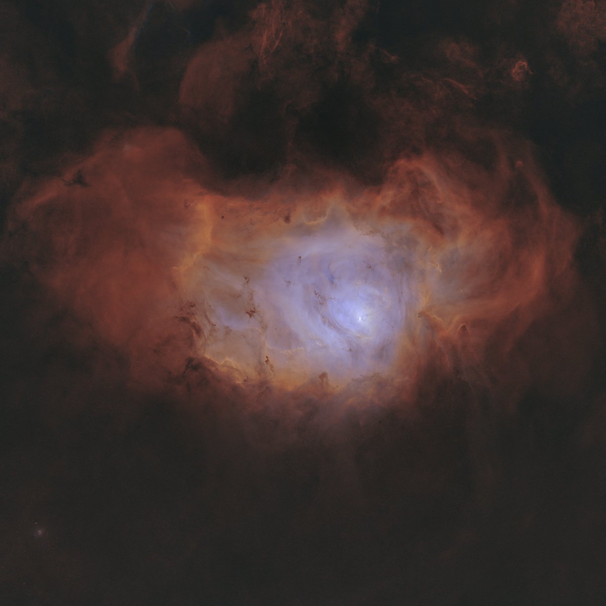 AstroBytez's tweet photo. Starless M8 Lagoon Nebula, Narrowband https://t.co/PWdYNdLJdf