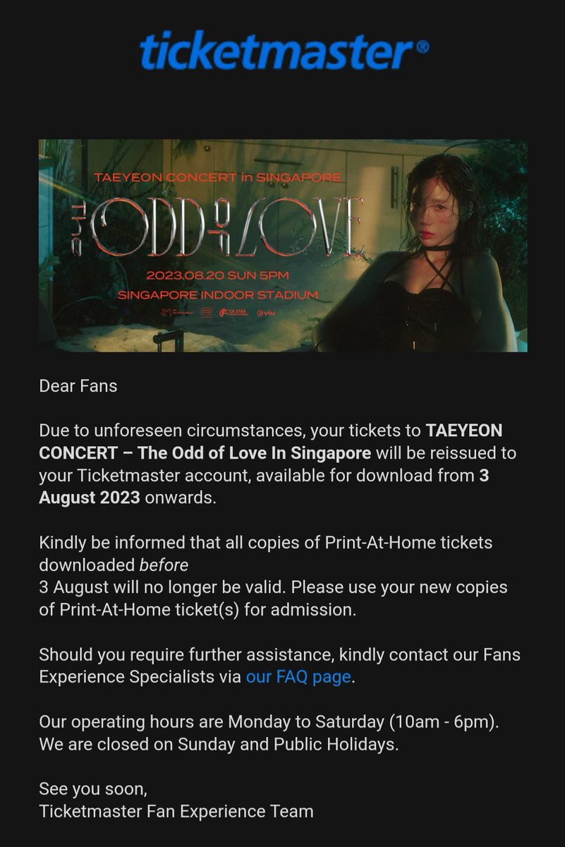 DeerHitsu's tweet photo. To people who sold their tickets. Please be nice and honest. Don't take advantage of the situation and give the new updated ticket to the people you sold to once the ticket is updated on the site. 🙏🏻 #Taeyeon #TheODDOfLOVE_in_SG #TAEYEON_TheODDOfLOVE_in_SG https://t.co/W3WALnDboL