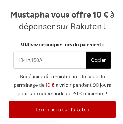 GuiracheM's tweet photo. Code Parrainage Rakuten 👋🛍️🛒
👉 1341A468A 👈
-10€ de réduction sur votre première commande (minimum 20€)
https://t.co/uWKMnJffHD
#promo #amazon #rakuten #cdiscount #rueducommerce #shopping https://t.co/Y3h6pQxsxT