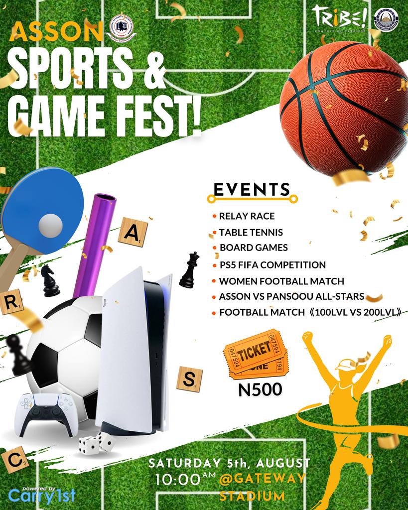 oou_asson7's tweet photo. Ready, Set, Play!
 ASSON's Sports and Game Fest is here!!! - are you up for the challenge?💥💥

#assonoou https://t.co/Qvi72slSj0