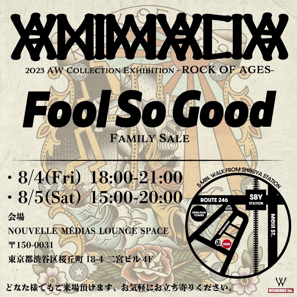 ANIMALIA_JP's tweet photo. ANIMALIA 2023 AW Collection
【ROCK OF AGES】
本日最終日‼️
8/4(金)18:00〜21:00
8/5(土)15:00〜20:00
会場:ヌーベルメディアラウンジ
〒150-0031渋谷区桜丘町18-4二宮ビル4F
Fool So Goodのファミリーセールも同時開催‼️
皆様のご来場をお待ちしております。
#ANIMALIA #FoolSoGood https://t.co/ZYzX0srJry