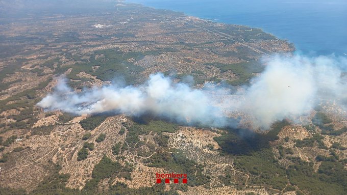 3CatInfo's tweet photo. Un incendi al Perelló obliga a confinar tres urbanitzacions i algunes cases de la zona https://t.co/oNPmS5dzUI https://t.co/9qzxJgXwP3