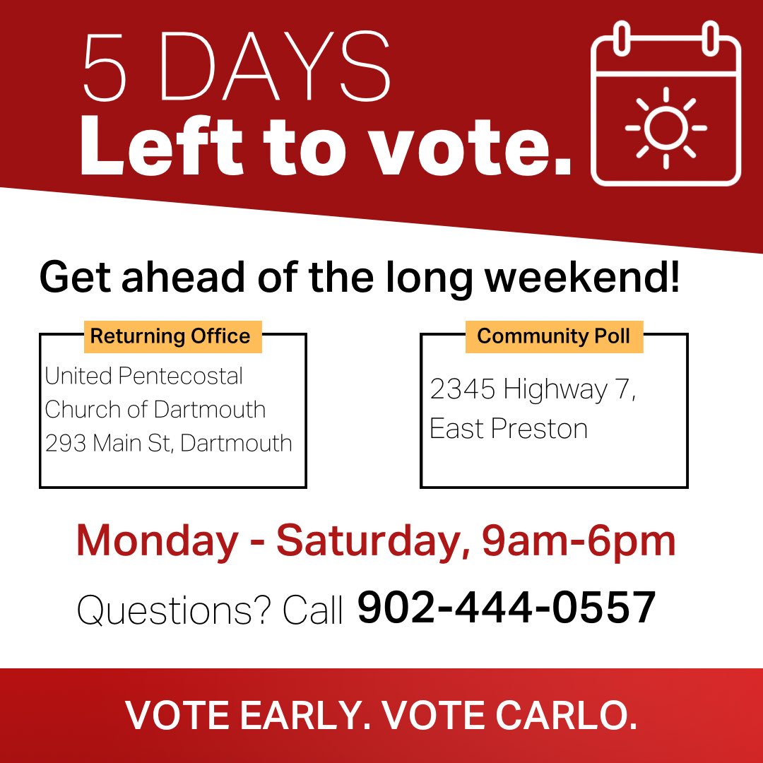 5️⃣ days left to vote! Vote now before the long weekend.