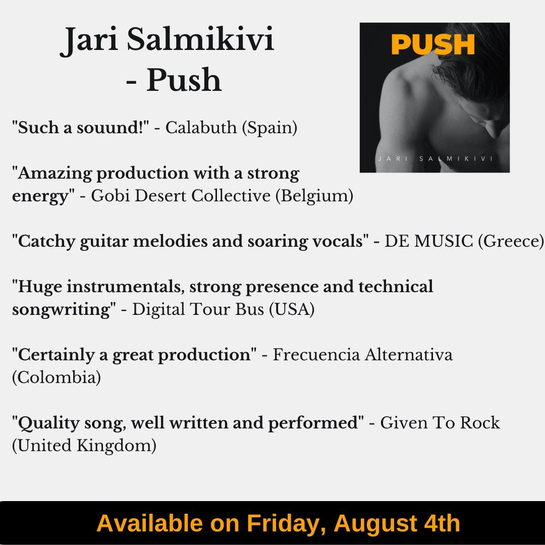 Some more reviews of 'Push' 🤩♥️ Pre-save now by clicking the link in bio. 👆👆👆

#NewRelease #NewReleases #NewMusic2023 #NewMusicFriday #Spotify #newmusic #bluesrock #melodicrock #rockmusic #hardrock #modernbluesrock #classicrockmusic #guitarist #guitarplayer