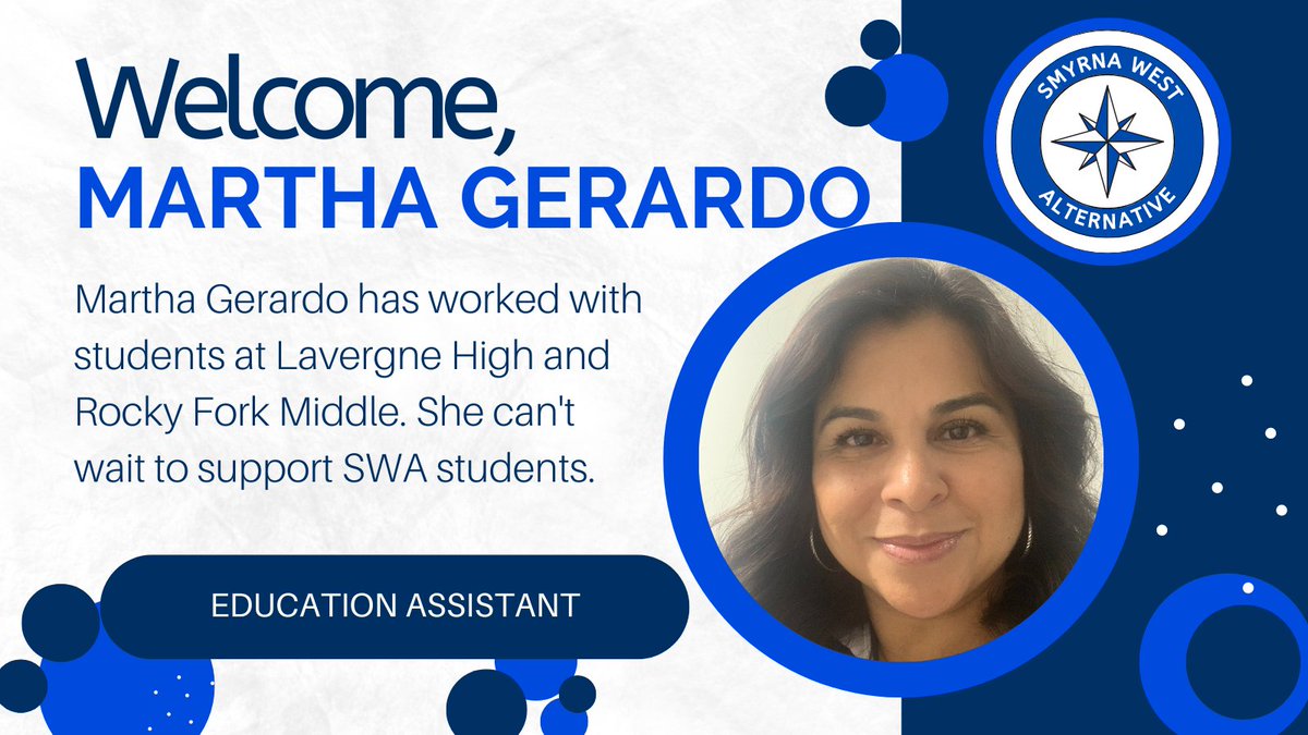 SWAbookreview's tweet photo. We are so excited to have a new EA at Smyrna West! Please help us welcome Martha Gerardo! #swafamily #goodthingshappeningatswa https://t.co/O4tjgKuxy5