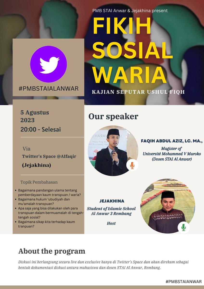 tjambukberduri's tweet photo. Jangan lupa hadir di diskusi space sabtu malam depan, gais! https://t.co/iwbUcwnscC
