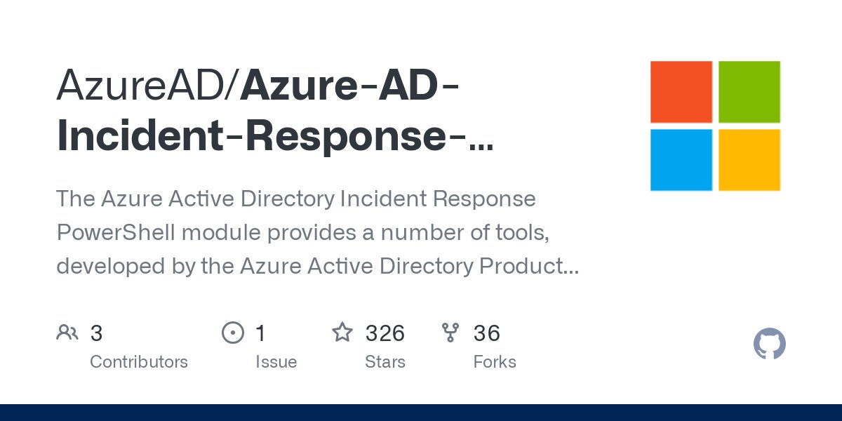 CyberWarship's tweet image. &quot;Azure-AD-Incident-Response-PowerShell-Module: The Azure Active Directory Incident Response PowerShell module ...&quot;

#infosec #pentest #redteam 
 github.com/AzureAD/Azure-…