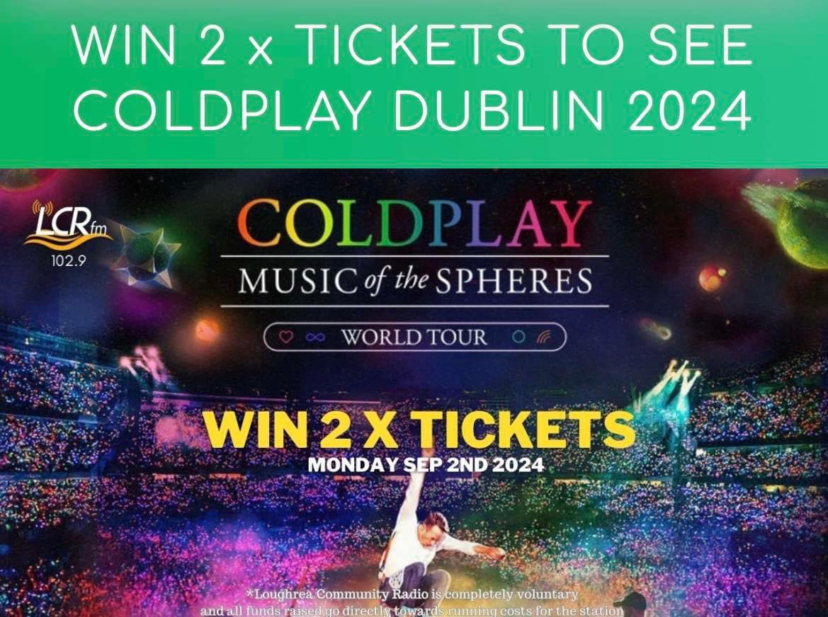 🥁RAFFLE DRAW EXTRAVAGANZA🥁
We’ve got 2 x standing tickets to see Coldplay LIVE in Dublin on Monday Sep 2nd 2024 and we'll be giving them away real soon in our fundraising raffle! It could be YOU that gets them, simply buy your raffle ticket today!