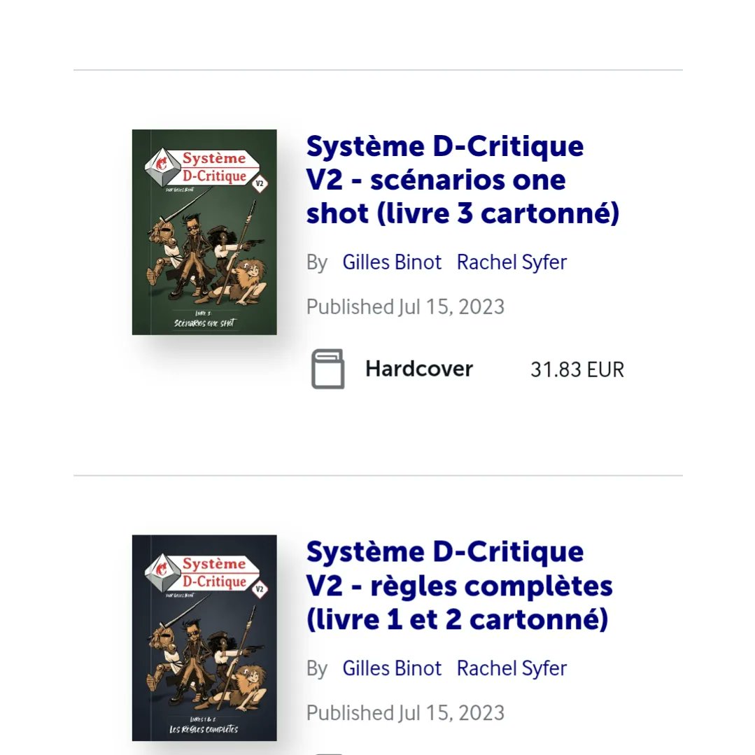 laZoneGeek's tweet photo. Et le voilà ! Le Système D-Critique V2 est enfin disponible ! Téléchargement gratuit des pdf ou achat sur lulu 😁
Bientôt une vidéo pour en parler plus en détail et l'on va présenter un premier nouveau scénario dans une Histoire au Coin du D20
#jdr #systemeDcritique https://t.co/4kmwJyWaBZ