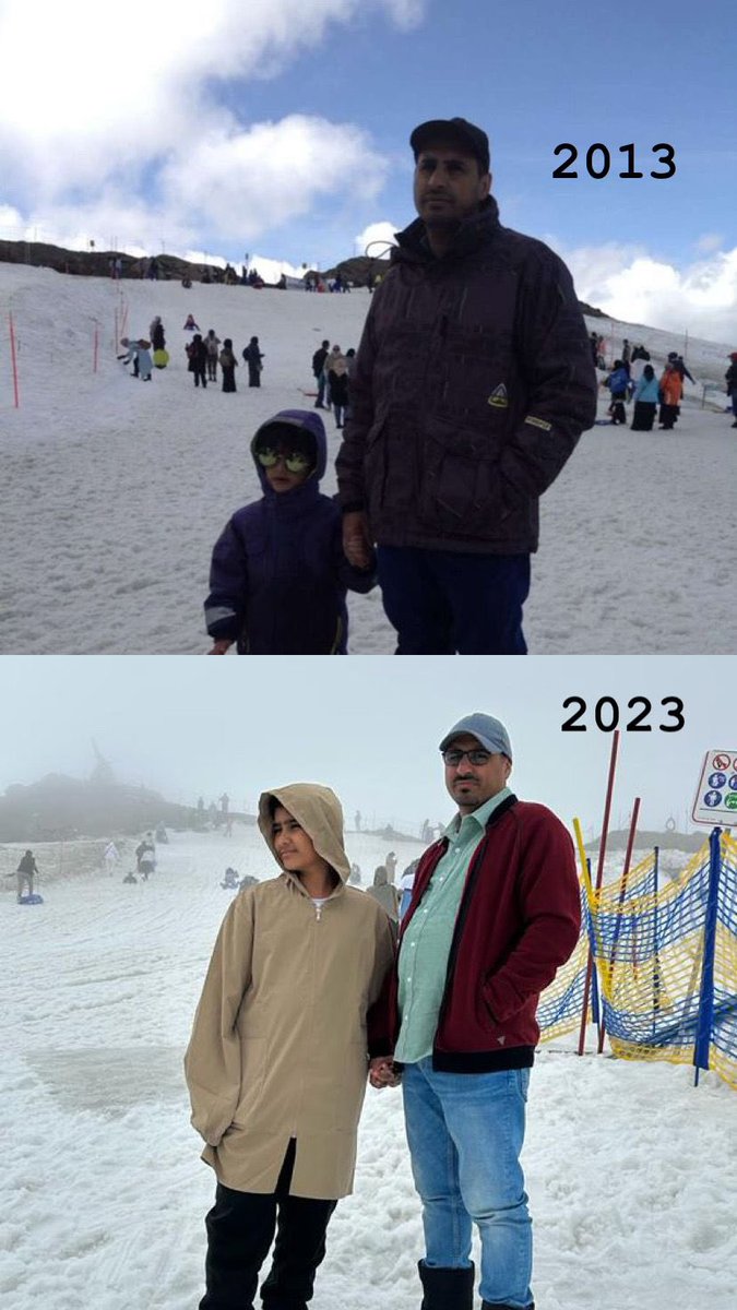 Manzzel's tweet photo. نفس المكان وعشر سنوات من الزمان بينهما ما بينهما ,,, انا وعبدالله قمة Kitzsteinhorn-kaprun
July 2013/July 2023 https://t.co/F3FVKExTId