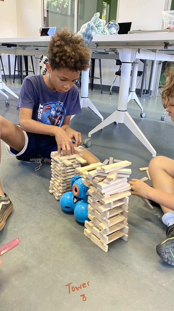 AmyChasauka's tweet photo. #Kevaplanks and #Dash challenge. The goal is to code dash to move the ball from point A to point B with obstacles like bridges and towers btwn the points. Can learners code the robot to point B without knocking down the obstacles? #STEM #aismSTEMLab #aismlearns #aismholidaycamp https://t.co/ALP4STAdJO