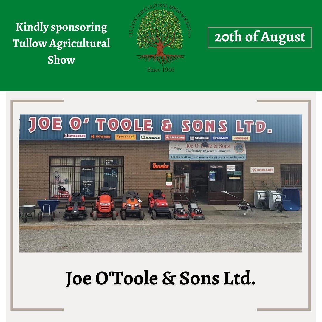 Tullowagrishow's tweet photo. We are delighted to be sharing some more of our wonderful sponsors!🥳 We thank them for their generosity and continued support of Tullow Agricultural Show ⭐️

The Show would not be where it is today without their incredible support!

#supportoursponsors https://t.co/R56988HvhF