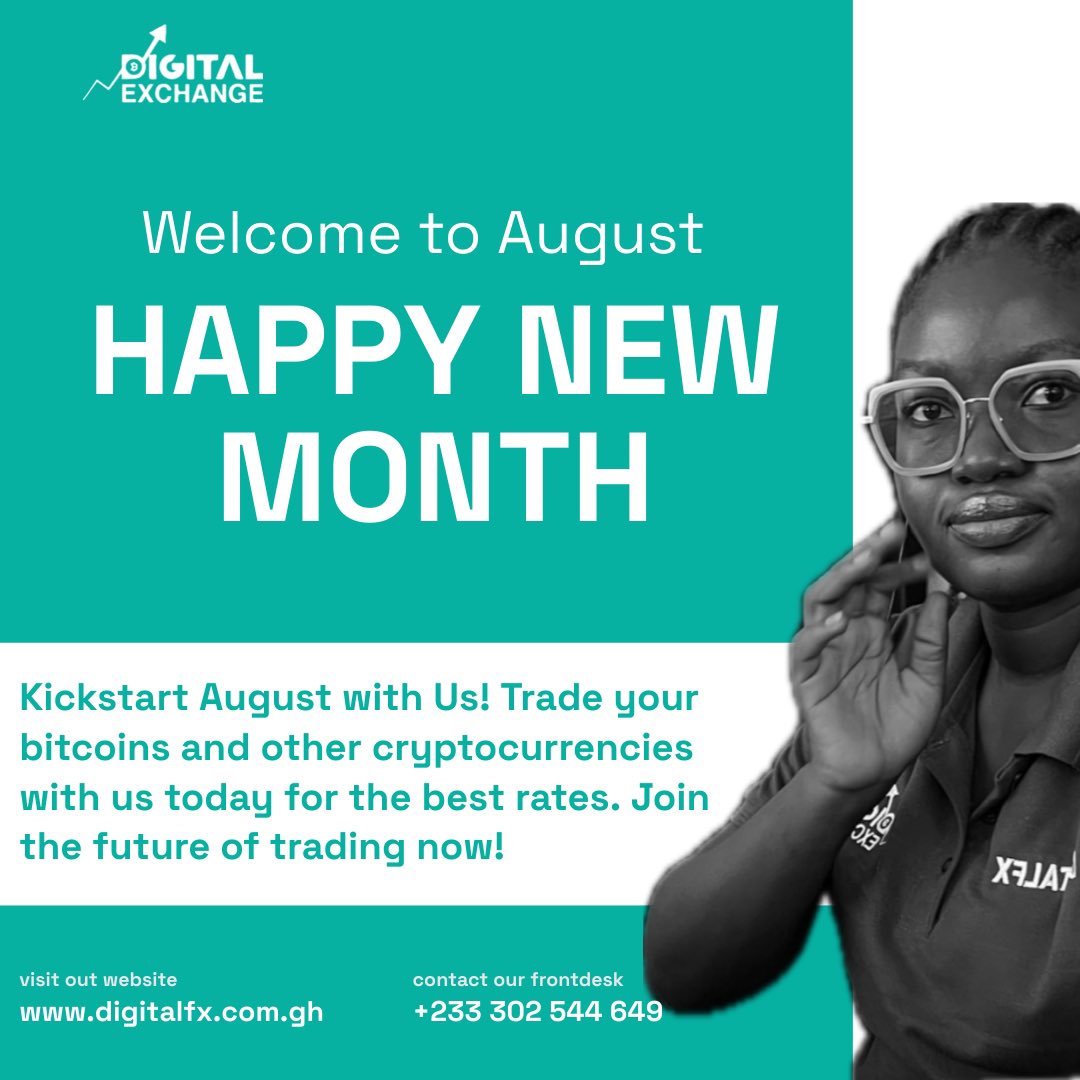 DigitalFxGlobal's tweet photo. Hello August! 🎉 Start your month off right with Digital Exchange. Trade your bitcoins and other cryptocurrencies with us today. Don't wait, join the future of trading now! #CryptoTrading #DigitalExchange #DigitalFx https://t.co/bshXAhw9UR