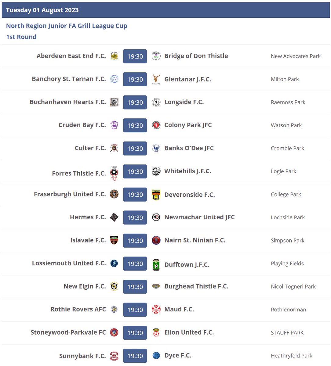 JfaNorth's tweet photo. Competitive football returns tonight with a full compliment of fixtures in the Grill League Cup.

Good luck to all the teams for the forthcoming season. https://t.co/AyywAssXzz