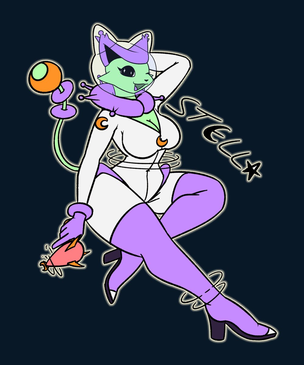 hothead_art's tweet photo. Remembered last night that Delcatty is evolved using a moon stone, so my brain refused to let go of "retro sci-fi alien cat" until I drew one. https://t.co/4SMqXYdvxn