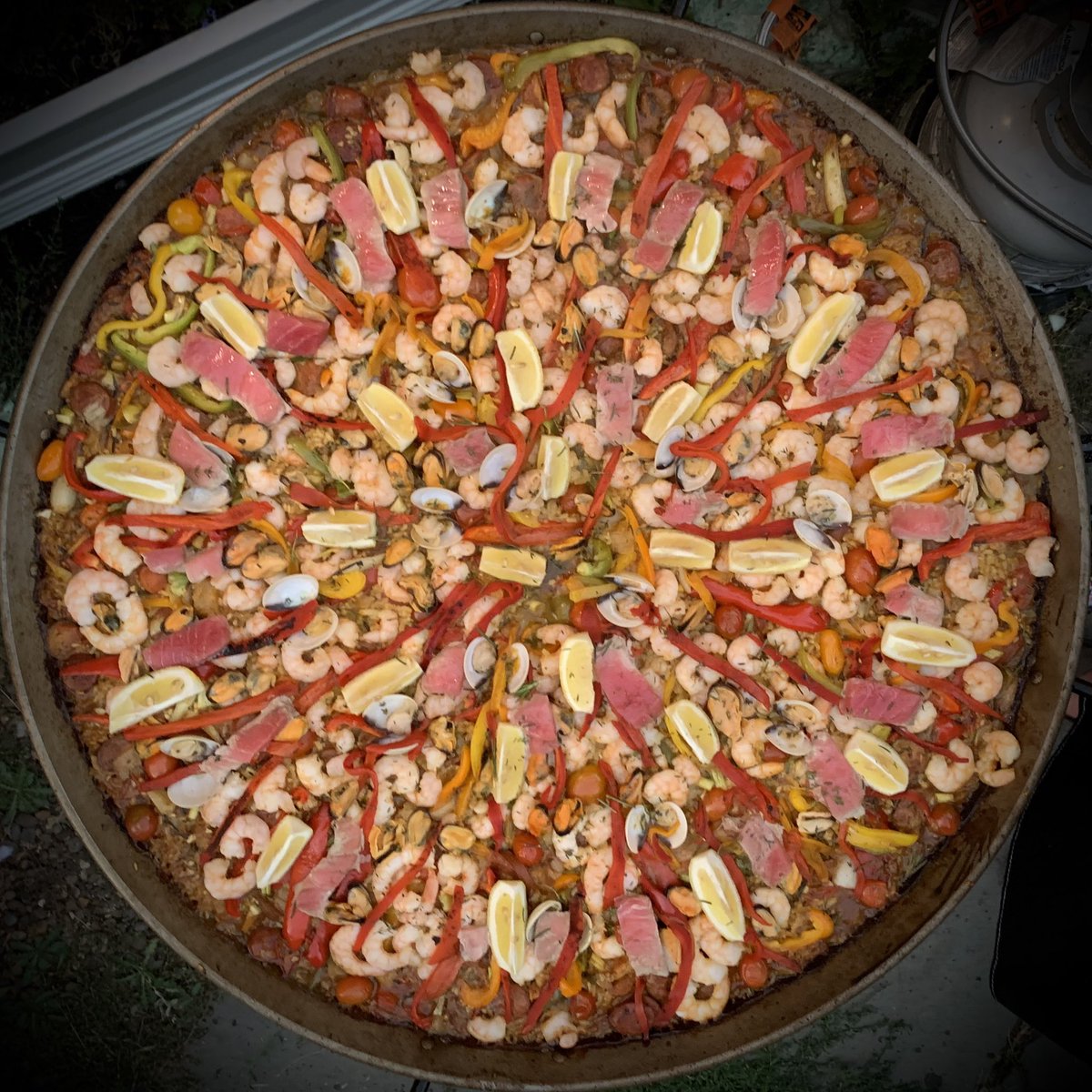 Trust is an essential element of cooking paella. The more you practice cooking paella, the easier trust in your pan, heat source, timing, &amp; stock additions becomes, &amp; the better your paella &amp; socarrat will be.

“Devine paella for the people, by the Grace of God.” 👑🥘