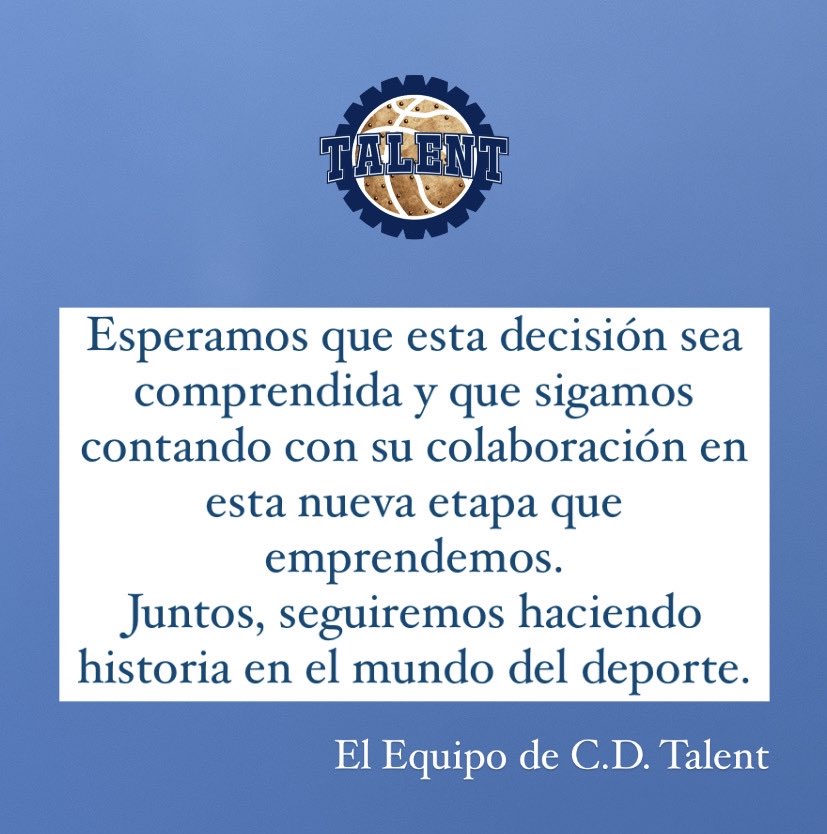 🔊| Comunicado Oficial del Club Deportivo Talent.

#LaFuerzadeunEquipo 💪🏽