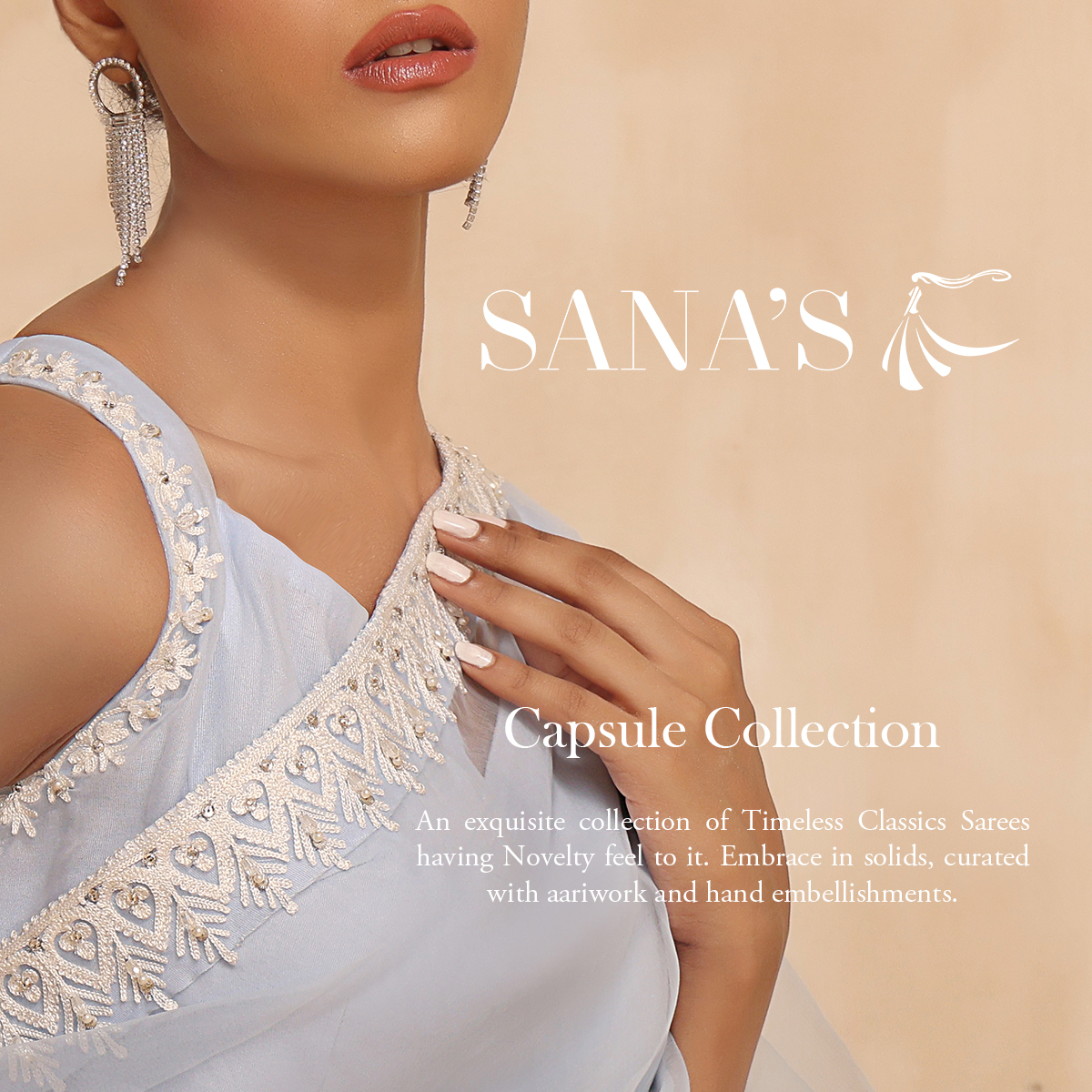 sanas_pk's tweet photo. Capsule Collection of an exquisite, timeless classics sarees having novelty feel to it. Embraced in solids, curated with aariwork and hand embellishments.  
Coming Soon!
In stores and Online.
https://t.co/yezWqyKJqJ
#SANAS #saree #MakingOccasionsPerfect #traditional #fusion https://t.co/aPmawqrySC