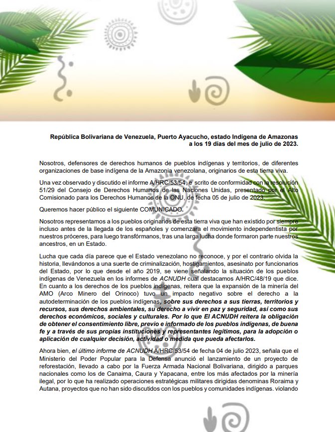 olnarortizBare's tweet photo. @RelatorDd 
@UN4Indigenous 
@onuvenezuela 
@CIDH 
@DESCA_CIDH 
@un_indigenous 
@ForoPenal 
@survivalesp 
@AmnistiaOnline 
@SOSOrinoco 
@ISHR_esp 
@ecopoliticave 
@miguelhotero 
@CRDLatin 
@NTN24 
@EVTVMiami 
@MinpublicoVEN https://t.co/iAd8Jm42tJ